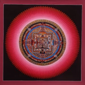 Hand painted Kalachakra Mandala Thangka painting with 24K gold details